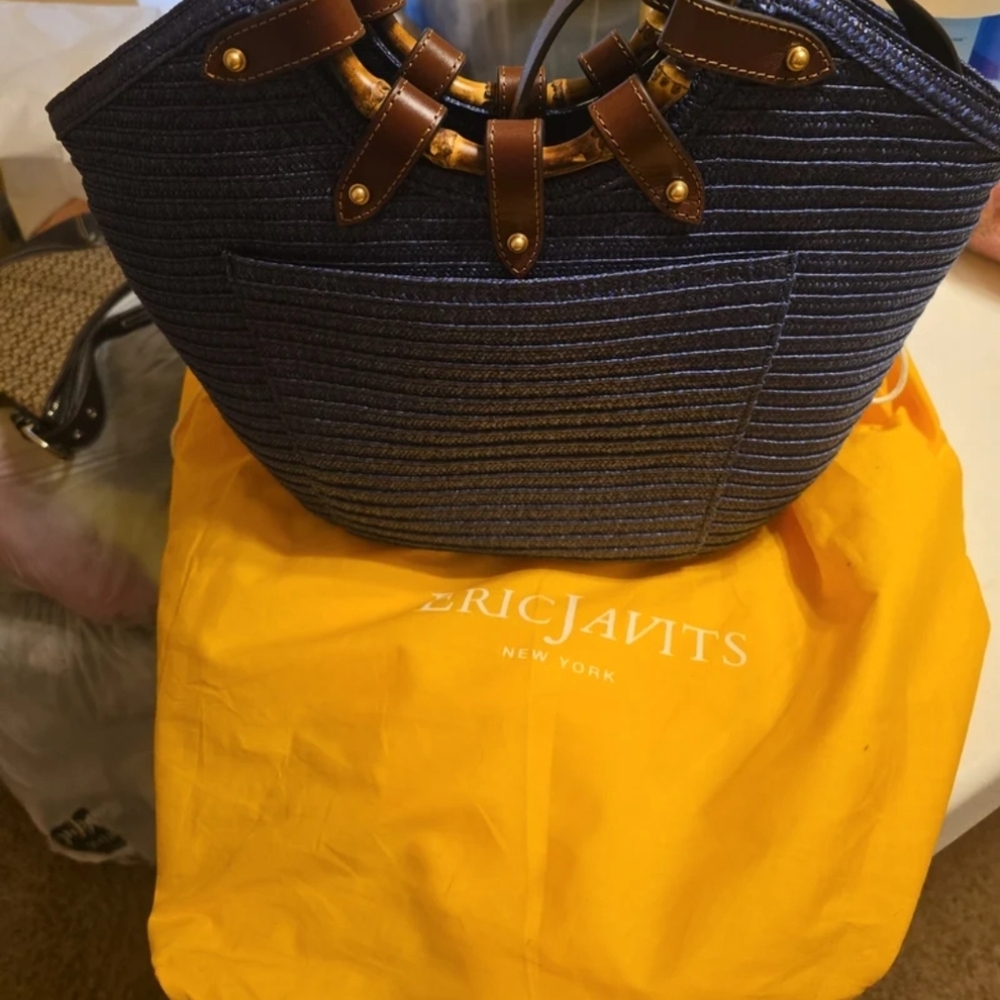 Eric Javits blue My Way II Bucket Tote Purse - Picture 5 of 11